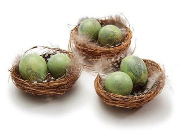 Vogelnestjes met 2 kwarteleitjes en veertjes matcha groen 7, Ophalen of Verzenden, Nieuw
