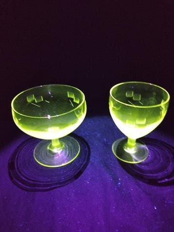 Champagneglas (2) - uraniumglas - Art Deco-drinkset