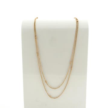 lange roségouden ketting/sautoir met bolletjes, Ophalen of Verzenden, Gebruikt, Goud, Goud