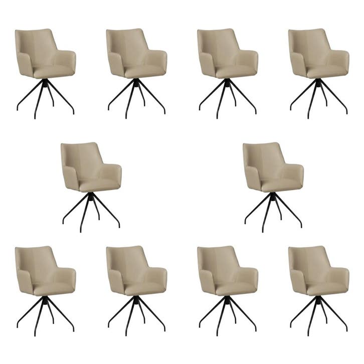 Set van 10 Leren draaibare eetkamerstoelen Wave - Toledo, Huis en Inrichting, Stoelen, Vijf, Zes of meer stoelen, Nieuw, Leer
