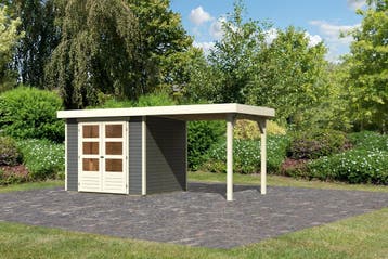 Tuinhuis Askola 3 Grijs met Overkapping 491 x 238 cm, Nieuw