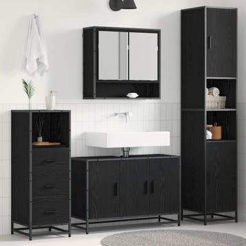 vidaXL Badkamermeubelset met plank 3 pcs Oud Hout Bewerkt, Verzenden, Nieuw, Overige typen