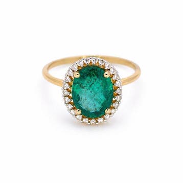 Ring - 14 karaat Geel goud - 2.86ct. tw. Smaragd - Diamant -, Nieuw