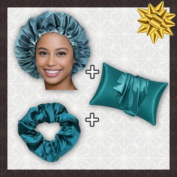 SATIN SET - Bescherm je haar & huid - Teal Satijnen Slaapmut, Ophalen of Verzenden, Nieuw