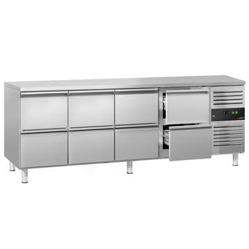 GGM Gastro | Koelwerkbank ECO - 2230x700mm - met 8 lades |, Verzenden, Nieuw in verpakking, RVS Meubilair