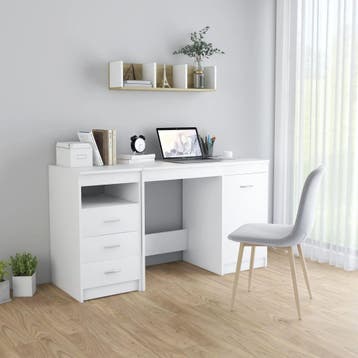 vidaXL Bureau 140x50x76 cm bewerkt hout wit, Huis en Inrichting, Verzenden, Nieuw