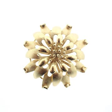 Vintage gouden bloemvormige broche, Sieraden, Tassen en Uiterlijk, Broches, Ophalen of Verzenden, Gebruikt, Goud, Goud
