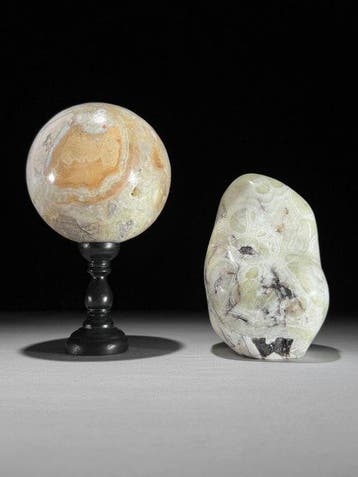Geen minimumprijs - Prachtig paar onyx Sphere & Freeform-