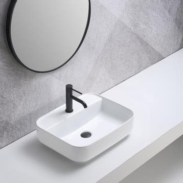 Wastafel Alice 50x40x14cm glans wit met 1 kraangat, Verzenden, Nieuw