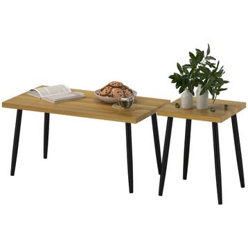 TRUUSK Set van 2 Bijzettafels met Stalen Frame - Salontafels, Verzenden, Nieuw