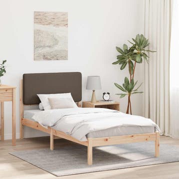 vidaXL Bedframe met Gevoerd Hoofdgedeelte Taupe 80 x 200 cm, Verzenden, Nieuw, Hout
