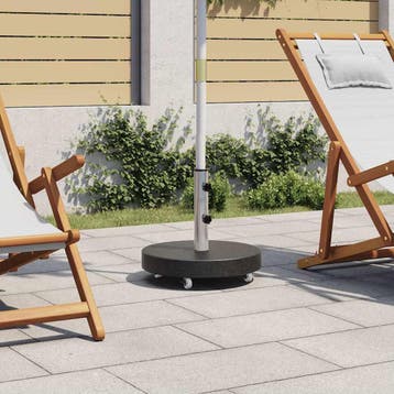 vidaXL Parasolvoet rond 30 kg graniet zwart, Tuin en Terras, Verzenden, Nieuw, Minder dan 1 meter, Parasolvoet
