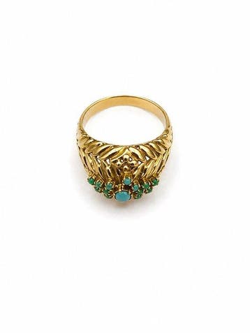 Ring - 18 karaat Geel goud Turquoise - Turquoise -, Nieuw
