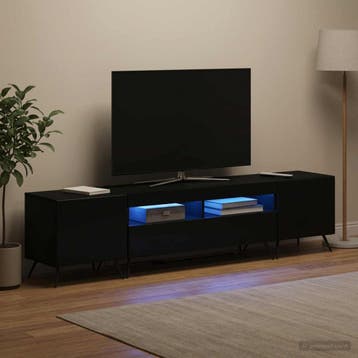 vidaXL LED tv-meubel BREDA 3 st Zwart Bewerkt hout, Minder dan 50 cm, Verzenden, Nieuw, Minder dan 100 cm