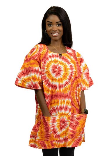 Oranje Tie-dye Dashiki Shirt / Dashiki Jurk - Afrikaans shir, Ophalen of Verzenden, Nieuw