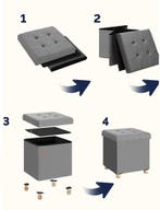 Poef Antraciet Fluweel 42x38x38cm inklapbaar (Stoelen), Verzenden, Nieuw
