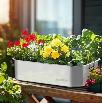 Box Decks RVS plantenbed set 3 buiten/binnen groenten kruide, Verzenden, Nieuw