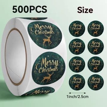 Sluitstickers kerstetiketten merry christmas gouden rendier, Ophalen of Verzenden, Nieuw