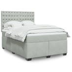 vidaXL Boxspring met matras fluweel lichtgrijs 160x200 cm, Verzenden, 200 cm, 160 cm, Nieuw