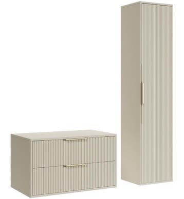 Wastafelkast Rimini 80 cm - Beige -  Badmeubel met Kolomkast, Verzenden, Nieuw, Wastafelkast