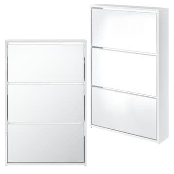 Schoenenkast Lund met spiegels 3 vouwdeuren 102,5x63x17 wit, Verzenden, Nieuw