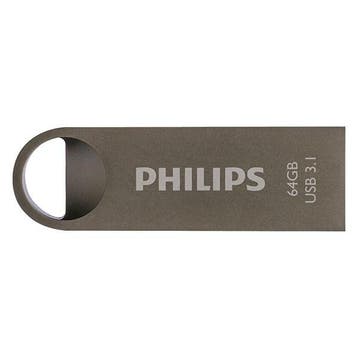 USB stick | Philips Moon | 64 GB (USB A, USB 3.1), Computers en Software, USB Sticks, Verzenden, Nieuw, Philips
