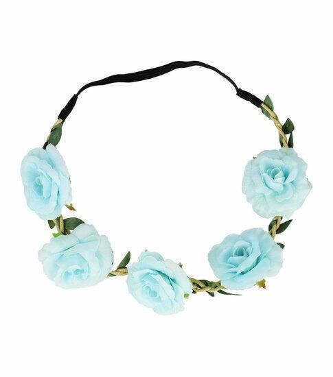 Haarband Bloemen – Gevlochten - Roosjes – Lichtblauw, Sieraden, Tassen en Uiterlijk, Uiterlijk | Haarverzorging