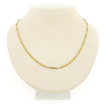 Gouden schakelketting met staafjes, Ophalen of Verzenden, Gebruikt, Goud, Goud
