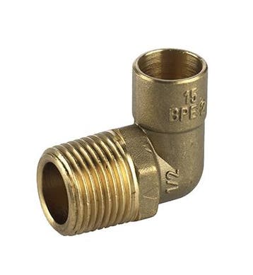 Koper soldeer messing knie, buitendraad-35 mm x 1¼”, Verzenden, Nieuw