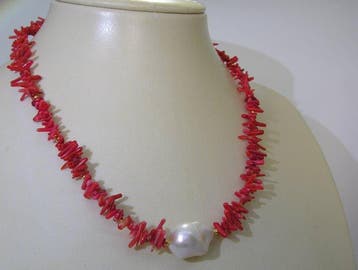 Coral Halsketting - Hoogte: 46.5 cm - Breedte: 13 mm- 23.2 g