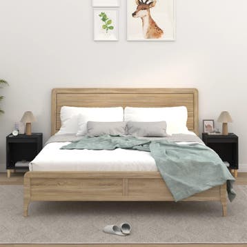 vidaXL Nachtkastjes 2 st 40x35x50 cm zwart, Huis en Inrichting, Slaapkamer | Nachtkastjes, Minder dan 45 cm, Verzenden, Nieuw