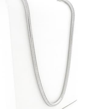 Lange zilveren slangenschakel ketting, Sieraden, Tassen en Uiterlijk, Kettingen, Ophalen of Verzenden, Gebruikt, Zilver, Zilver