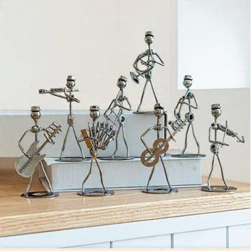 sculptuur, 8 pieces handcrafted Decorative Metal music band