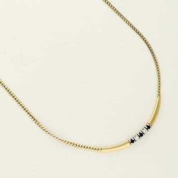 Halsketting - 14 karaat Geel goud Saffier - Diamant, Nieuw