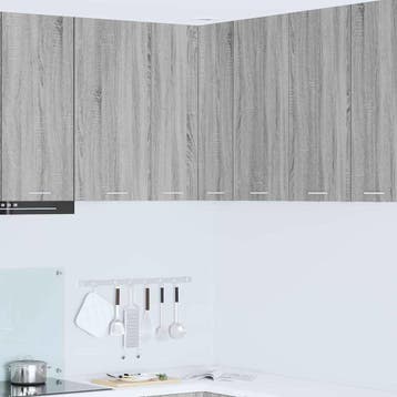 vidaXL Hangkast Grijs Sonoma en Wit 57 x 57 x 80 cm Bewerkt, Verzenden, Nieuw, Grijs