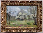École de Barbizon (XIX-XX) - Arbres fleuris dans la prairie, Antiek en Kunst