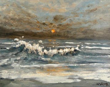 Cor Schaap (1968) - Zonsondergang op zee