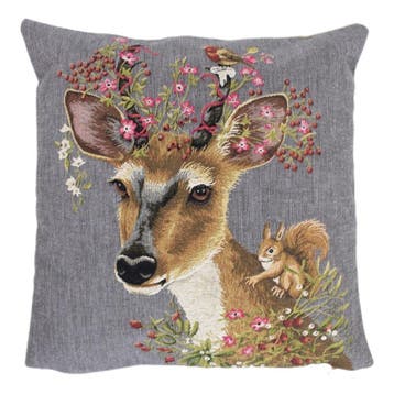 gobelin kussen bloemen ree 45x45cm, Verzenden, Nieuw