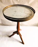 Bijzettafel - Marmer, Eik, Messing - nachtkastje, Antiek en Kunst