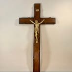 Crucifix - Groot elegant houten kruis met gekruisigde Jezus