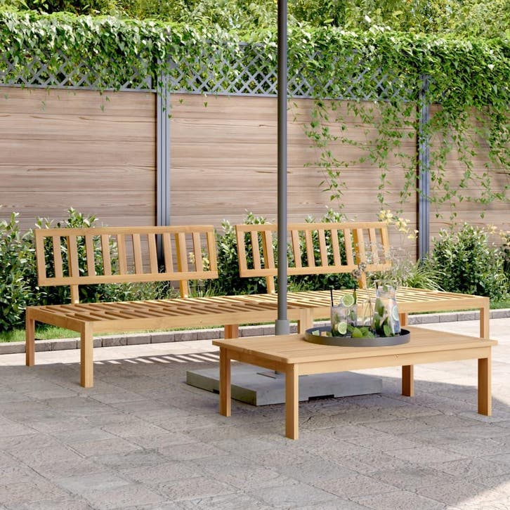 vidaXL Tuinmiddenbanken 2 st pallet massief acaciahout, Tuin en Terras, Tuinsets en Loungesets, Nieuw, Hardhout, Verzenden