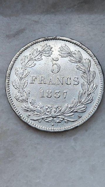 Frankrijk. Louis Philippe I. 5 Francs 1837-A, Paris (Zonder