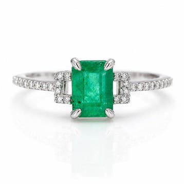 Zonder minimumprijs - Ring Platina - 1.18ct. tw. Smaragd -, Nieuw