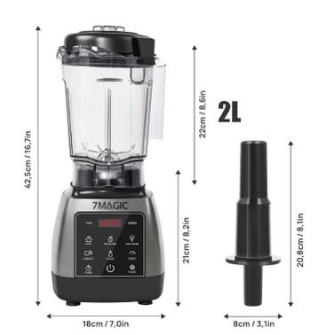 Blender 2000W 2L Smoothie Maker 6 RVS Messen Timer, Verzenden, Nieuw