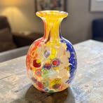 Vaas - Bladgoud, kleurrijke vlekken en murrine - Muranoglas