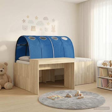vidaXL Bed met Tunnel 3 st Artisian Eik en Blauw Bewerkt, Verzenden, Nieuw, Bruin, Hout