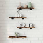 vidaXL Wandschappen 4 st 40x10x1,5 cm bewerkt hout gerookt, Huis en Inrichting, Verzenden, Nieuw