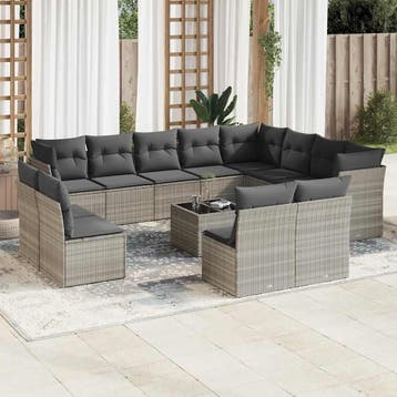 vidaXL 13-delige Loungeset met kussens poly rattan, Verzenden, Nieuw, Loungeset