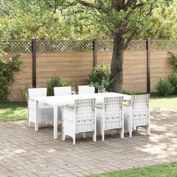 vidaXL Tuin eettafelset 7 st Wit Polypropyleen, Verzenden, Nieuw, 7 zitplaatsen