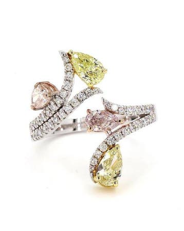Statement ring - 18 karaat Witgoud - 1.42ct. tw. Gemengde